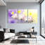 Ensemble de 3 tableaux muraux aquarelle sur toile tendue représentant des fleurs de lotus et des papillons-1035832570