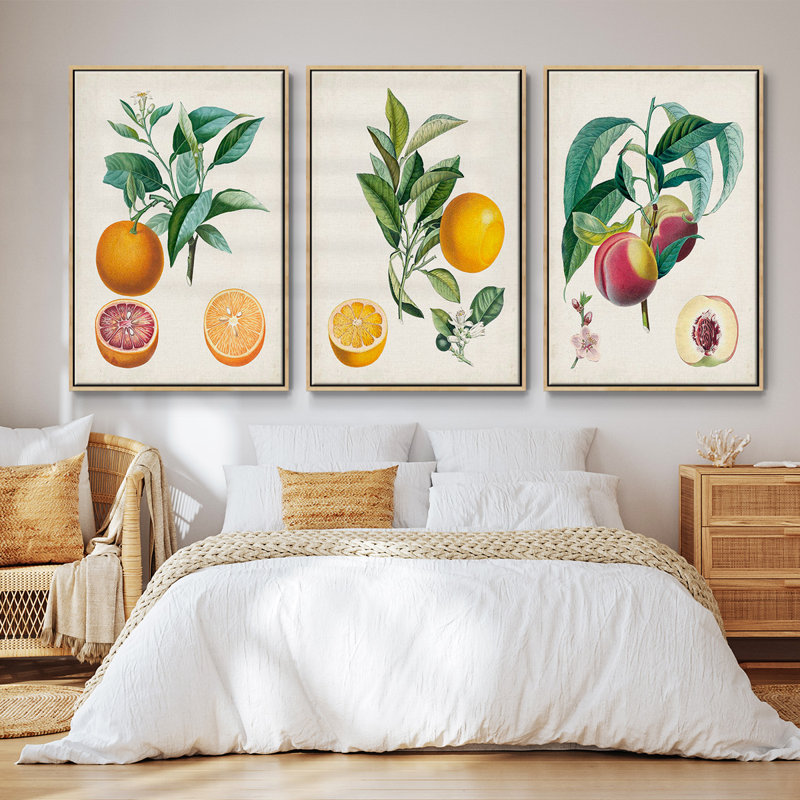 Orange de Malte, 3 pièces, H 36 po x l 72 po, Bois naturel