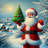 Yuletide Cheer: Santa Claus with Christmas Tree Canvas Wall Art-1033803205