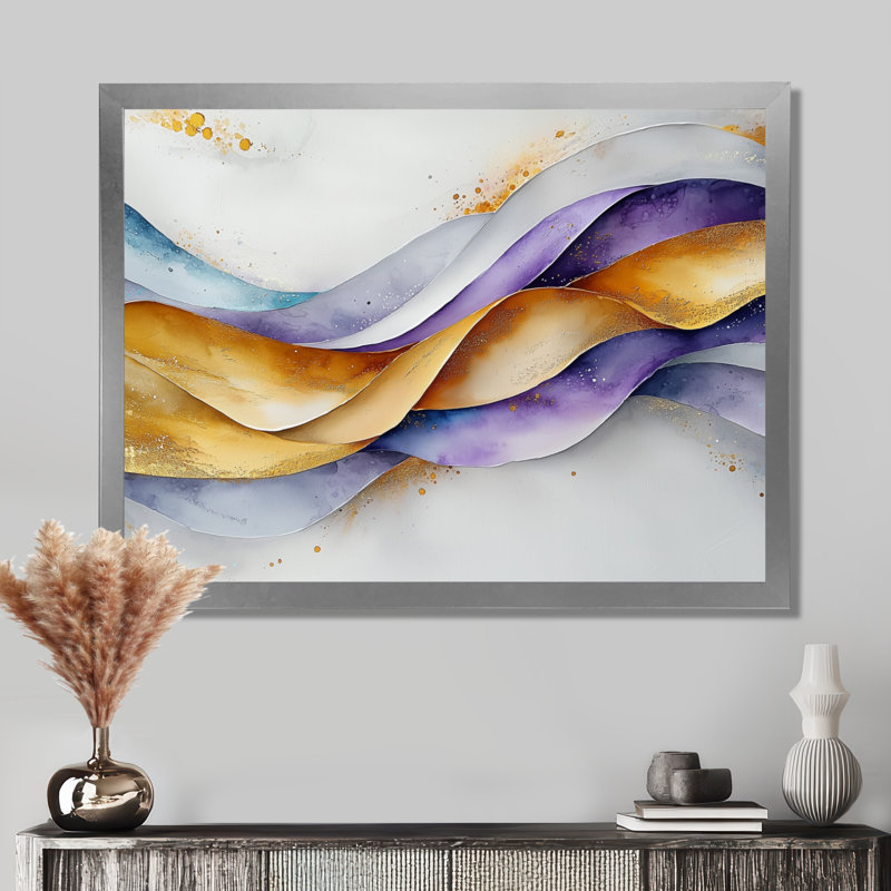 Amaral - Abstract Wall Art, Argent argent, Cadre simple, H 12 po x l 20 po