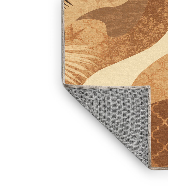 Tapis marocain d'inspiration mondiale Peksenak lavable à la machine en brun - reliure beige, 8 x 12