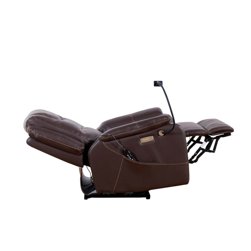 Fauteuil inclinable électrique Zero Gravity, Cuir retravaillé brun