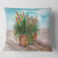Carré, épillets jaunes de plante d'intérieur avec tiges vertes - coussin décoratif traditionnel-60159528