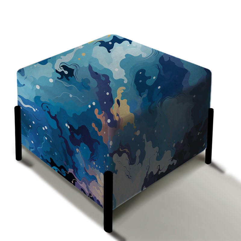 Bleu céleste Aura camouflage - repose-pieds carré abstrait