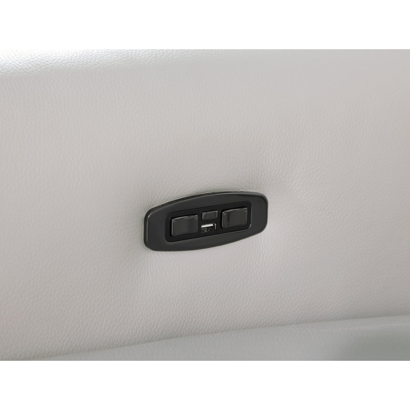 3-Power Seat Reclining Italian Leather Sofa With Power Headrest, Gray
