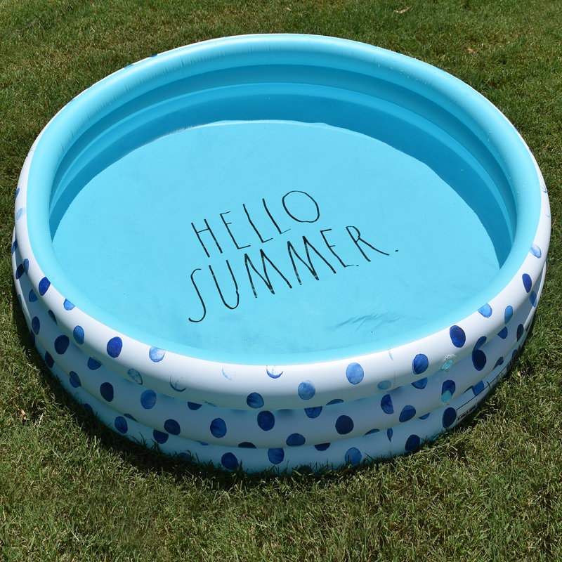 Coco Float: Hello Summer Aqua Poka Dots - Mini piscine de 46 po, piscine extérieure gonflable pour enfants, enfants de 5 ans et plus