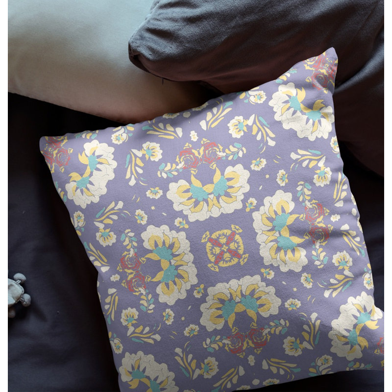 Coussin décoratif 26 po x 26 po Broadcloth Floral, Floral mauve
