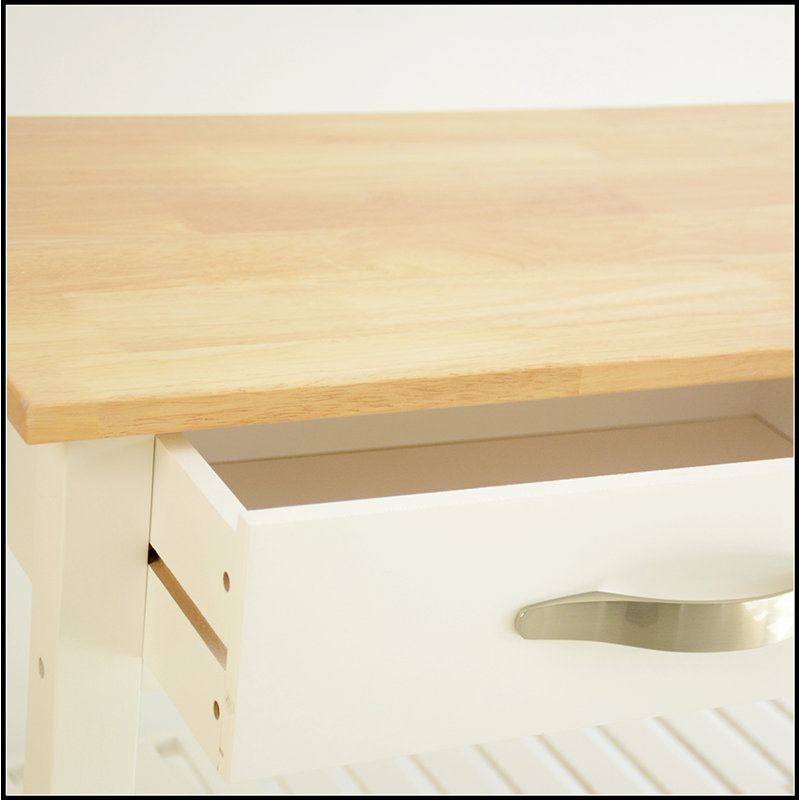 Natural Kitchen Island & Cart with 2 Lockable Wheels for Easy Mobility and Storage