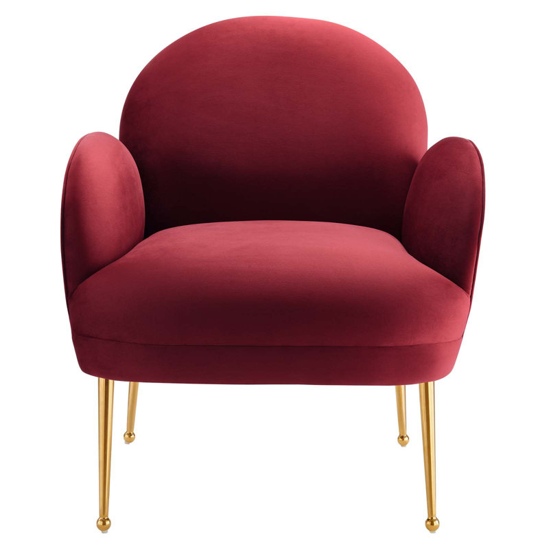 Modway Transcend Performance Velvet Armchair, Maroon Velvet