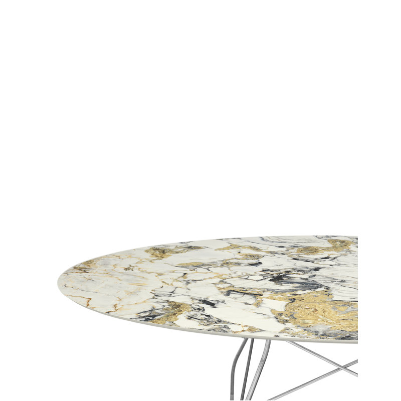 Table de salle à manger ovale brillante, Acier chromé, Symphonie