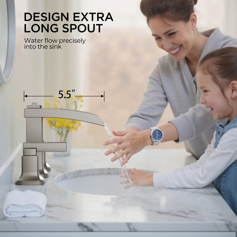 Robinets de salle de bain surdimensionnés avec bonde escamotable en métal, Nickel brossé