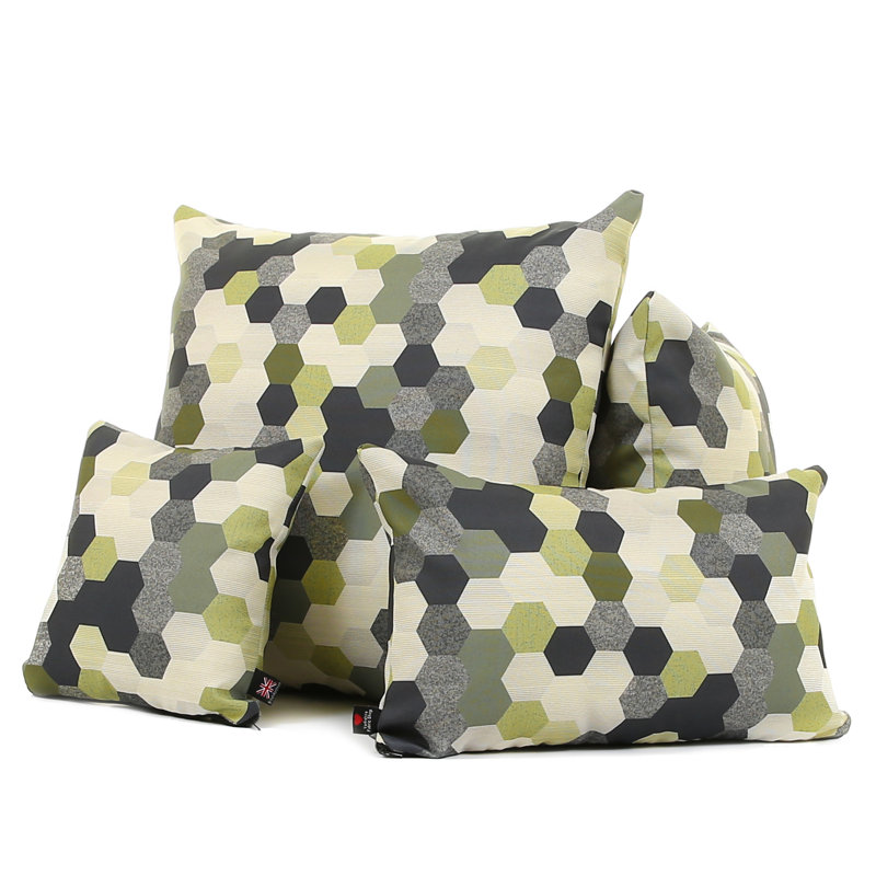 Altha Geometric Square Throw Cushion, Small, Green, Square