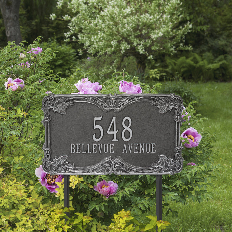 Signature Series 2-Line Lawn Address Sign, Smoke Gray, Gray, Yes