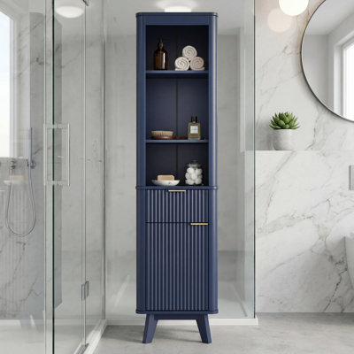 68.2-Inch Tall Blue Bathroom Locker With Adjustable Shelves, Single Drawer, And Single Cabinet Door; Suitable For Bathroom, Living Room, Entryway, And Kitchen.