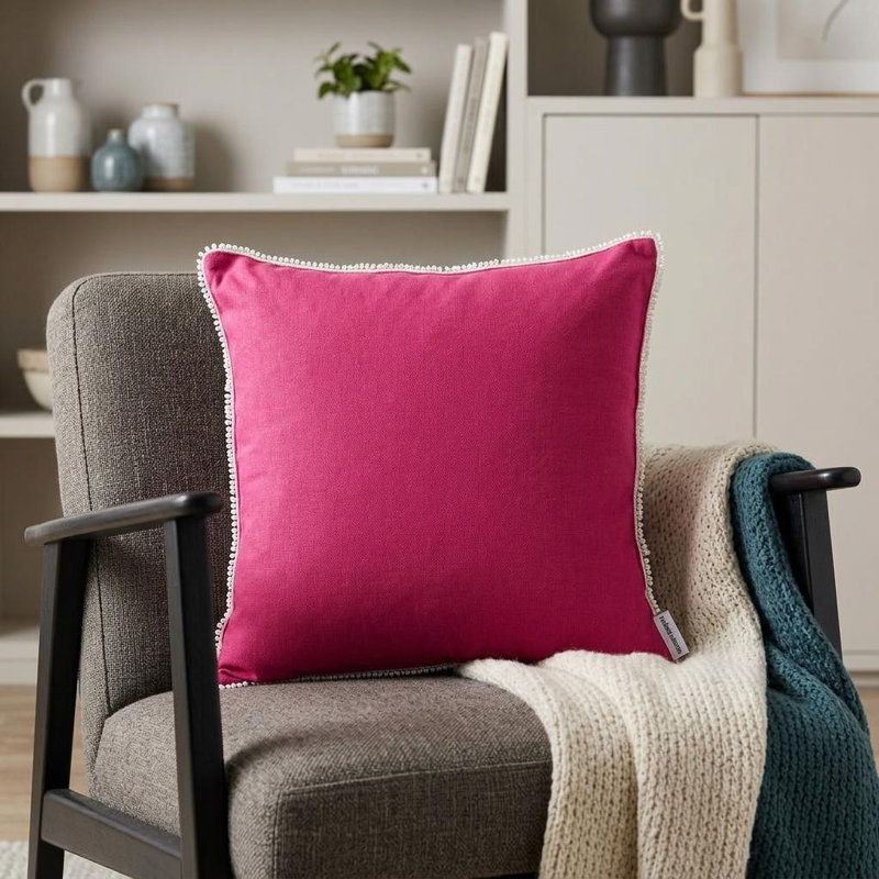 Coussin 16 "en coton rose