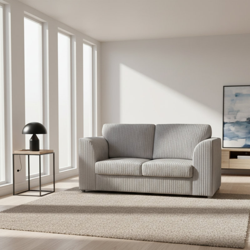 3 Seater Corduroy Sofa, Silver