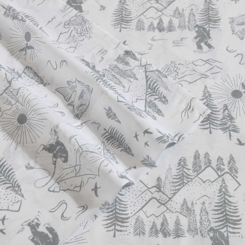Eddie Bauer Kids Sheet Sets, Twin XL Sheet Set with 1 Standard Pillowcase, Big Foot Hiking Trip