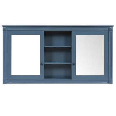 Armoire de rangement murale 2 en 1 avec tablettes réglables, charnières à fermeture en douceur, miroirs haute définition, pour meuble-lavabo, salon, rangement de chambre à coucher