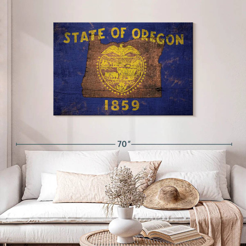 Carte d'État sur le drapeau de l'Oregon