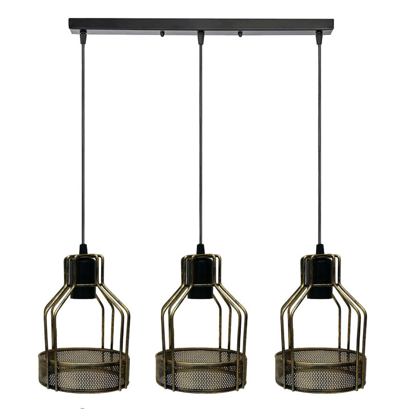 Elitia 3 - Light Black Kitchen Island Pendant, No, Brushed Brass