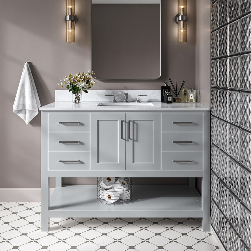 Ensemble de meuble-lavabo simple 49 po Alemanno, Gris, Rectangular, 49"