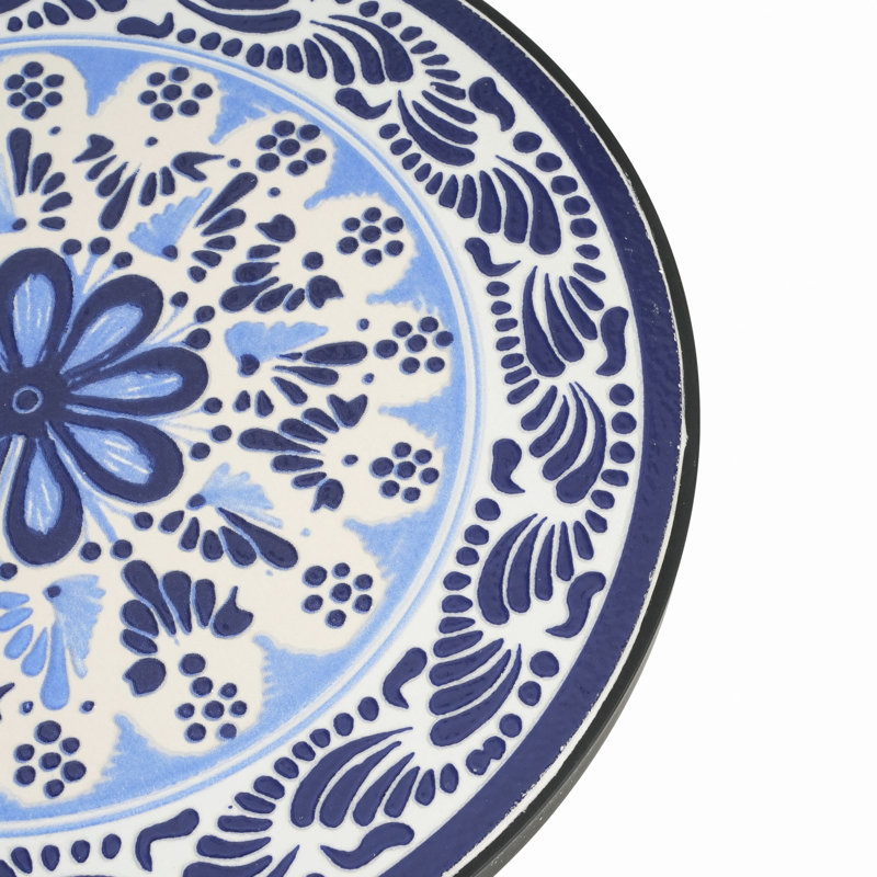 Table d'appoint de patio, Noir; bleu / noir