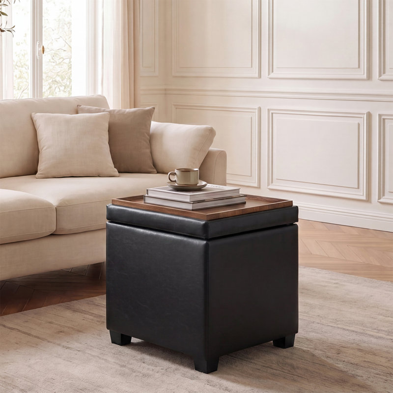 Banc de rangement avec repose-pieds 15,3 po, Noir