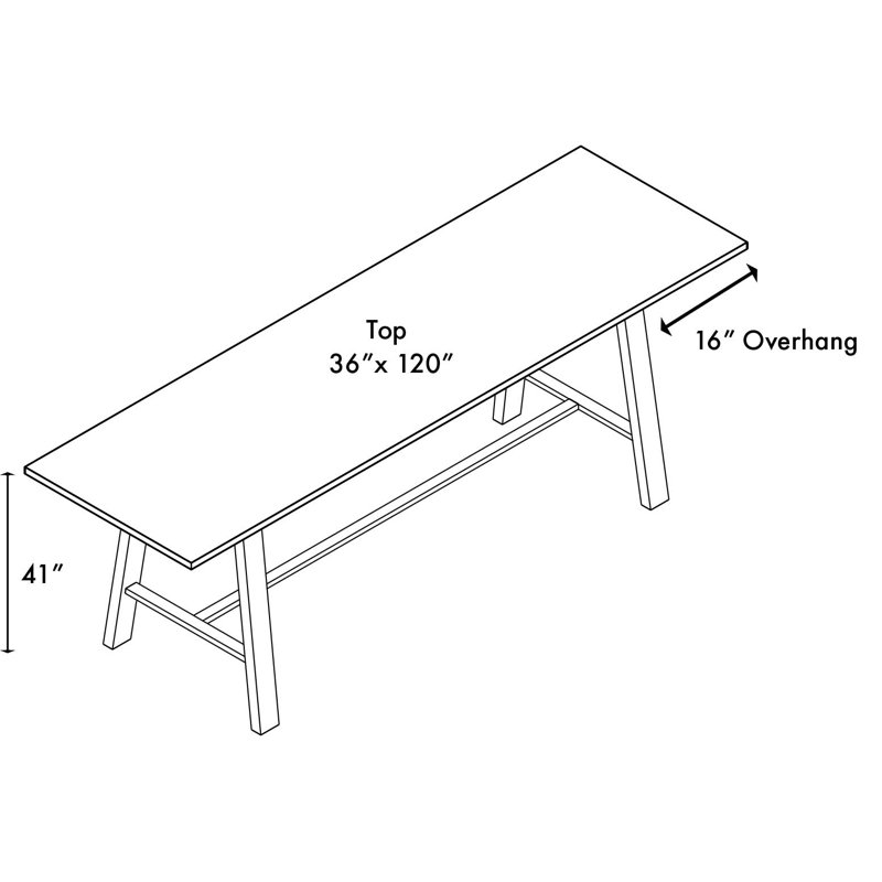 Midtown Solid Wood Breakroom Table, White, 41" H x 120" L x 36" W