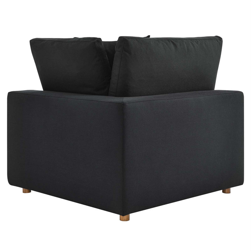 Commix Down-Filled Overstuffed Upholstered 4 Piece Sectional Sofa by Modway, Black 100% Polyester