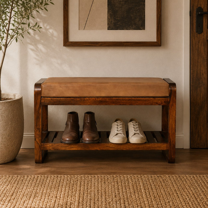 Mellan Leather Upholstered Storage Bench