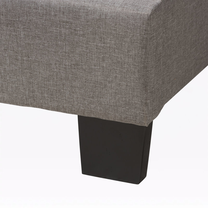 Grand lit rembourré Gandert, gris clair, H 50,9 po x l 64,1 po x L 83,3 po Gandert, Gris, Grand