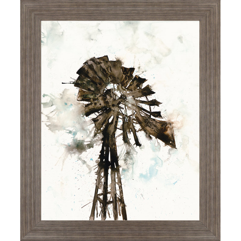 Rustic Windmill Wall Art - 28" x 34" - Tranquil Ash Frame