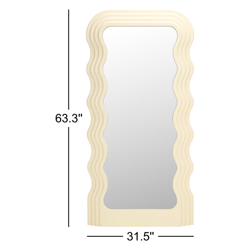 Ranstead Wavy Floor Mirror, White