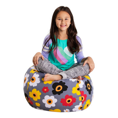 Kids Bean Bag Chair Cover - Stuffed Animal Storage & Toy Organizer with Zipper - Plush Storage Kids Bean Bag Cover only for Toddlers and Children's Rooms - Organizes Pillows, Blankets, and Stuffies - Multiple Colors, Sizes, and Fabrics