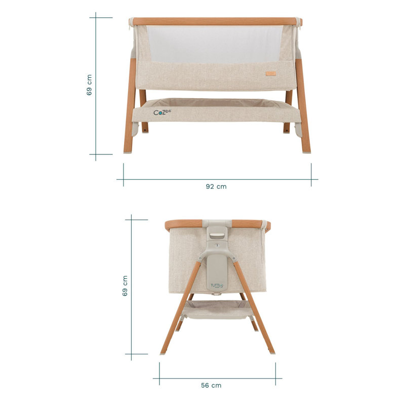 Tutti Bambini CoZee Bedside Crib, Scandinavian Walnut/Ecru