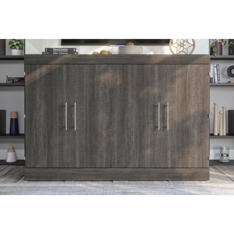 Lit avec armoire Nebula, Grand, Gris écorce