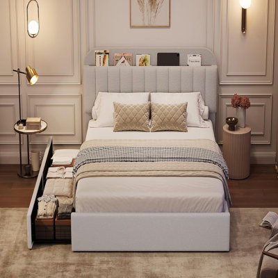 Easy Assembly Twin Size Bed Frame Space Saving, for Living Room, Guest Room