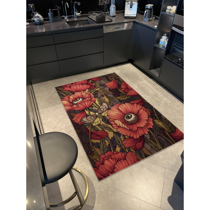 Tapis en polypropylène à imprimé numérique brun Barabo, Rectangle 2 pi 8 po x 5 pi