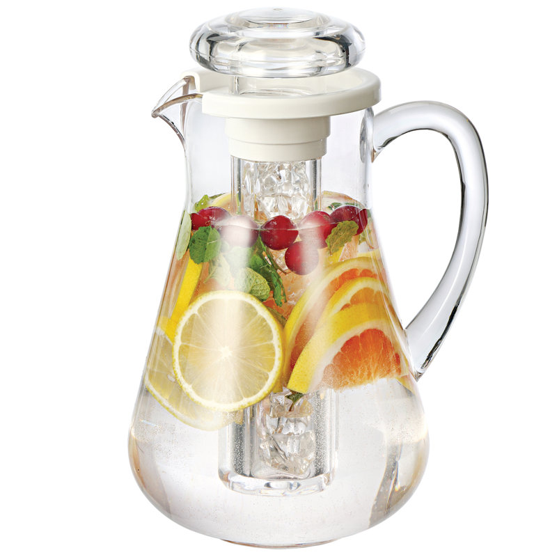 MWP Pitcher Plastic Pitcher with Ice Tube, 10.5" H x 6" W x 7.25" D