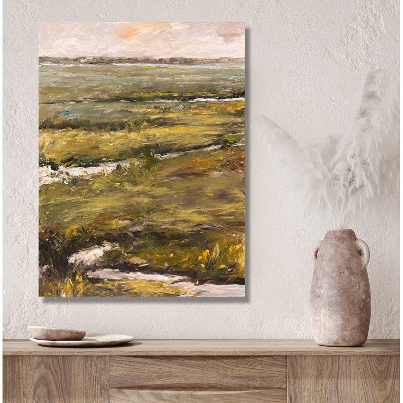 Winding Water On Giclee Canvas Hand Embellished Art, 40" H x 30" W x 1.5" D, Wrapped Canvas