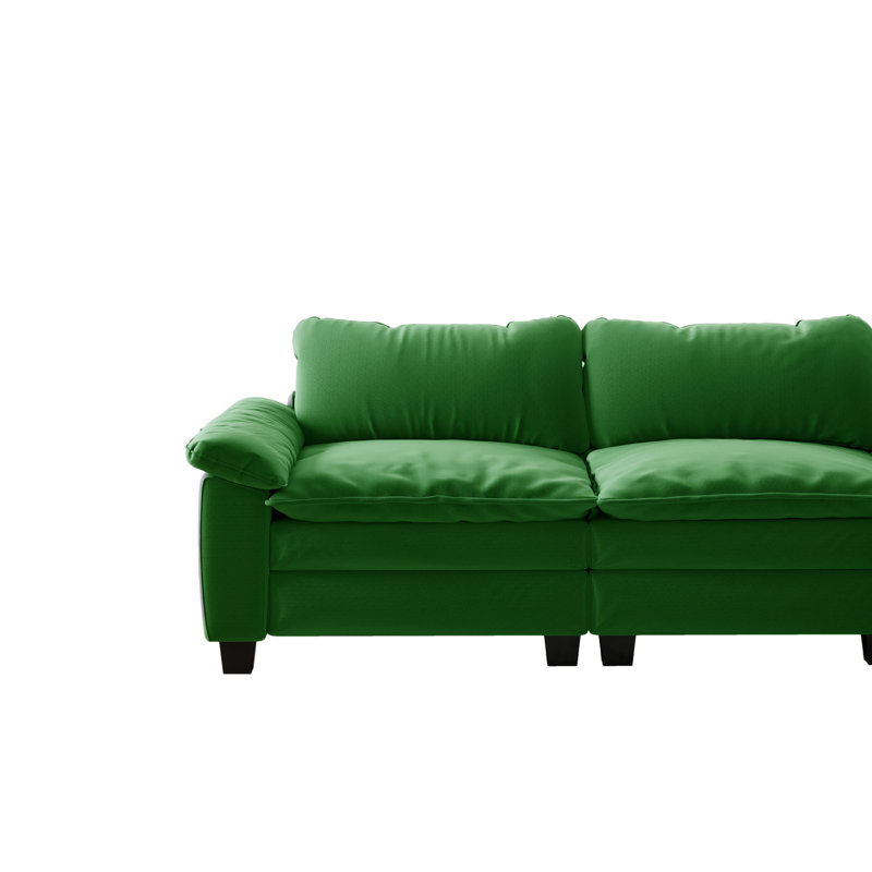 4 - Piece Velvet Sectional, Green Velvet