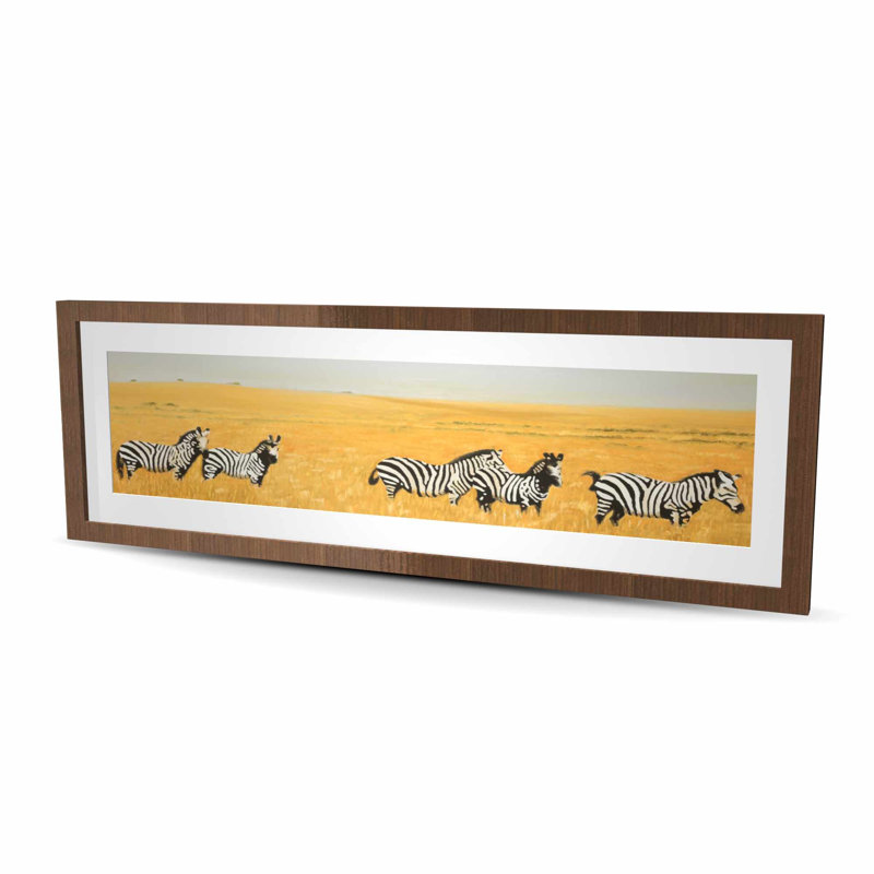Troupeau de zèbres - reproduction de la faune africaine encadrée