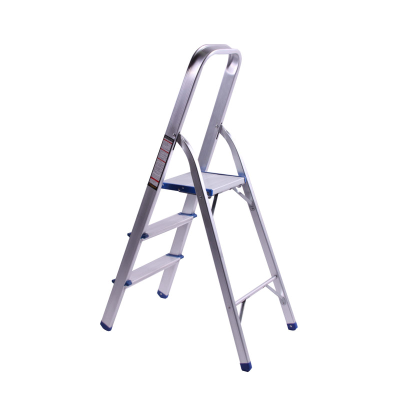 Cartert FixtureDisplays® Folding 3-Step 23“ Boost Ladder with Hand Grip and Aluminium Steps, 330-Pound Weight Capacity, Silver Finish 15601