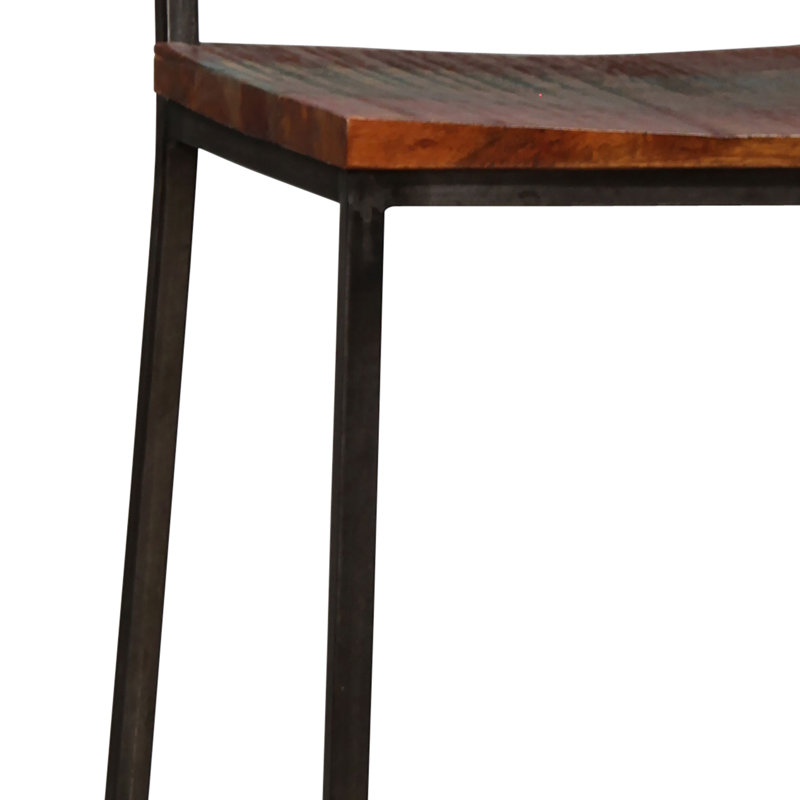 Jevhen Acacia Wood & Metal Bar Stool, Antique Brown