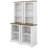 Two-Piece Freestanding Tall Cabinet With Fully Open Storage, Walnut Element Bookshelves With Curved Design-2073693348