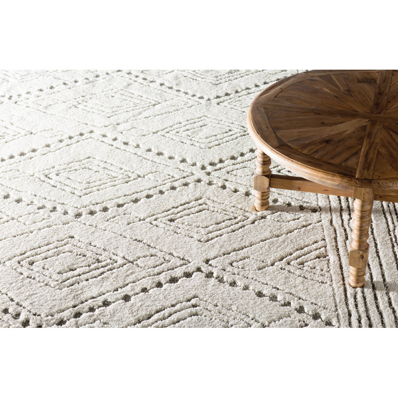 Tapis beige / gris clair à motif géométrique moderne Depasquale, Rectangle 5 pi x 8 pi