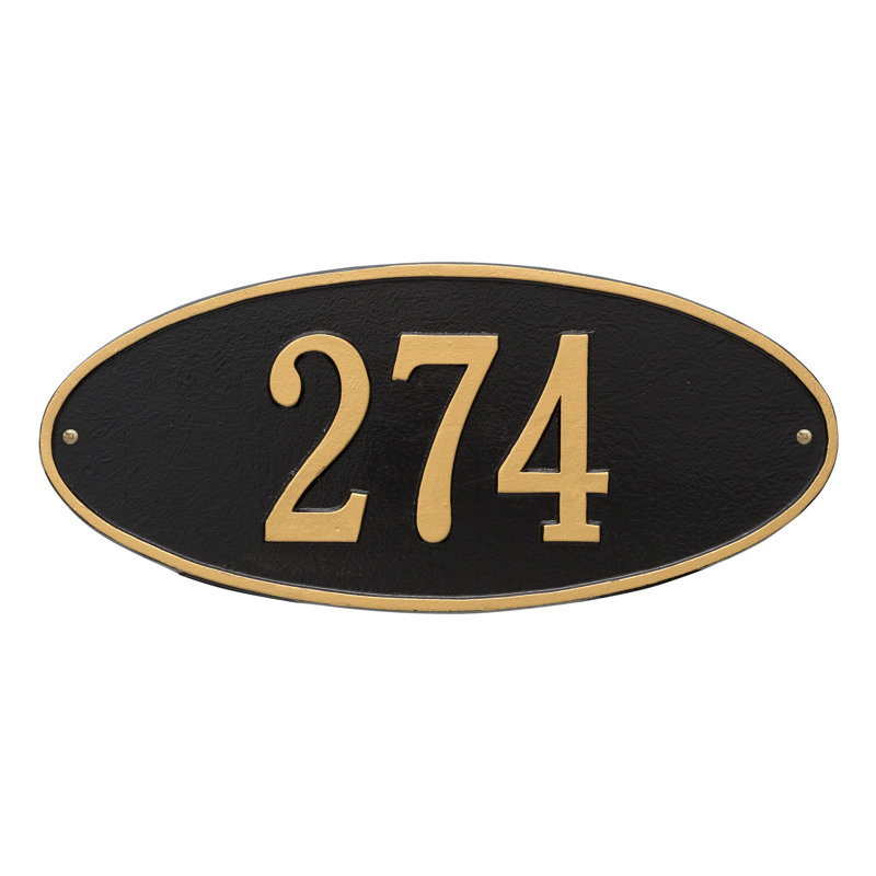 Madison 1-Line Wall Address Plaque, Yes, Black and Gold