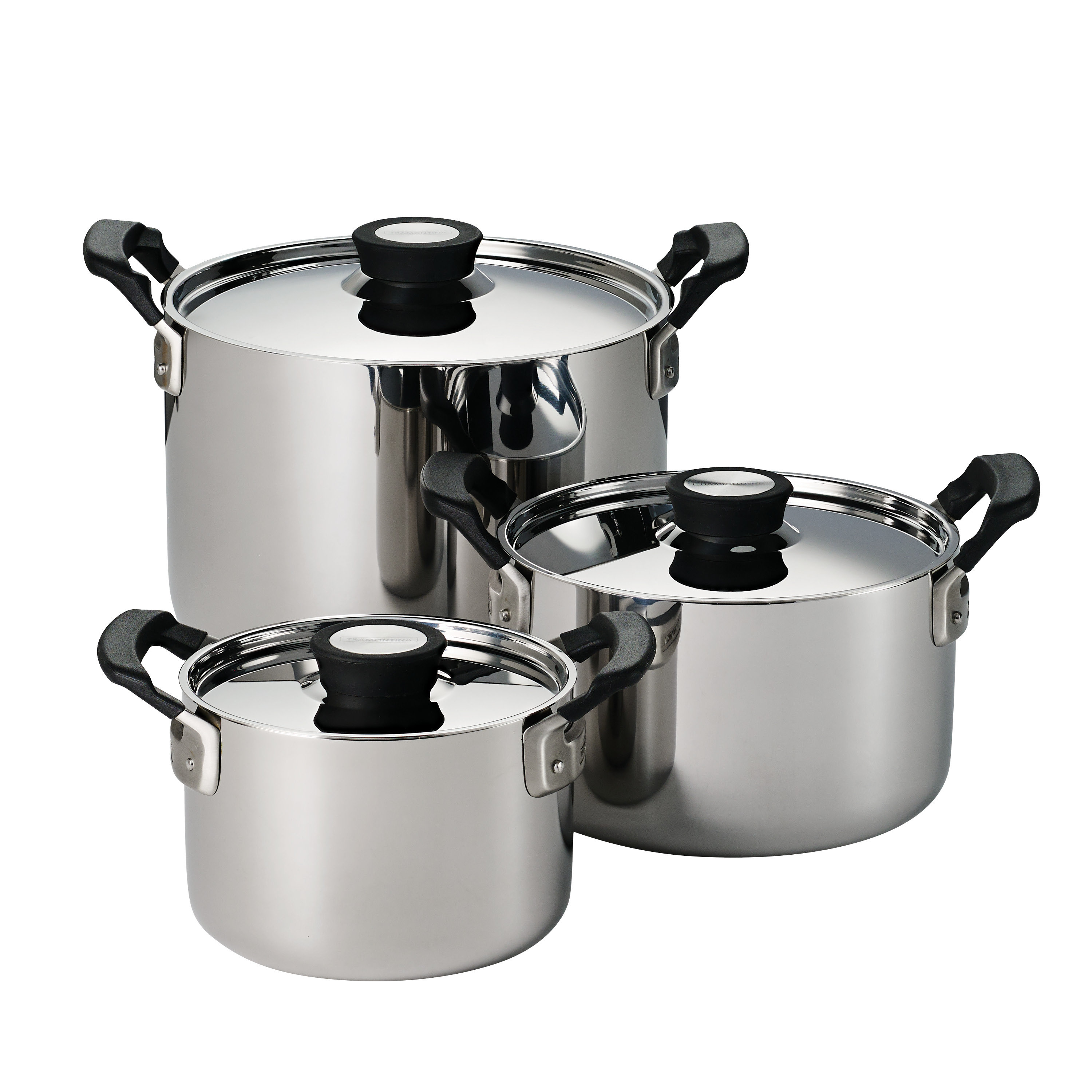Tramontina Nesting 6 Pc Stainless Steel Tri-Ply Clad Sauce And Stock Pot Set