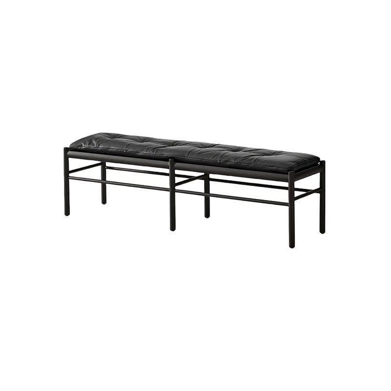 Banc rembourré en cuir de vache, Noir