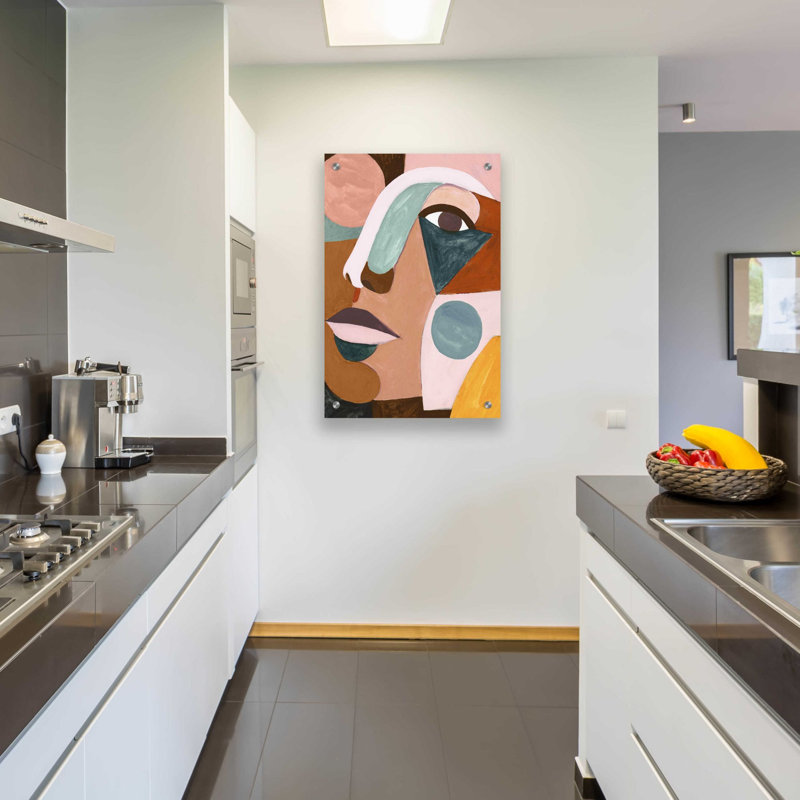 «Geo Face IV» par Victoria Borges, art mural acrylique, H 36 po x l 24 po x P 0,2 po